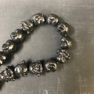 Laughing Buddha Head Resin Bead Black 12mm 6 Beads