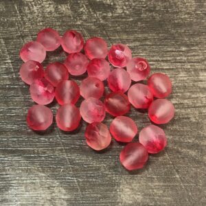 8mm Matte Strawberry and Crystal Faceted Fire Polish 25 Beads