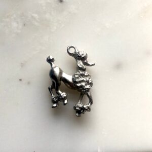 Vintage Poodle Silver Tone Charm 2 Charms