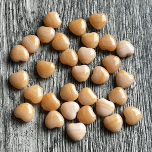 Orange Creamsicle Heart Czech Glass Bead 7.5mm 25 Beads