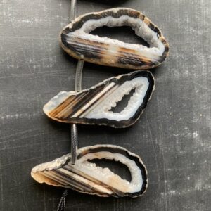 Natural Agate Geode Slice Bead Pendant Statement Bead 33x66mm