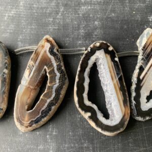 Alternative view of Natural Agate Geode Slice Bead Pendant Statement Bead 33x66mm