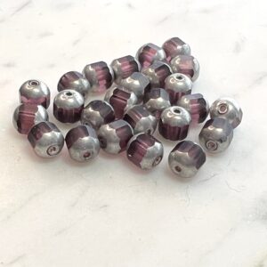 Alternative view of Amethyst/Silver Czech Glass Cathedral Bead 5 x 6mm 25 Beads
