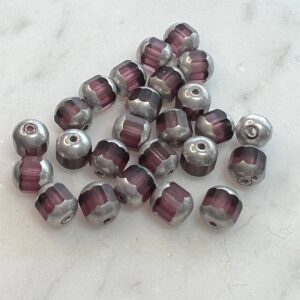 Amethyst/Silver Czech Glass Cathedral Bead 5 x 6mm 25 Beads