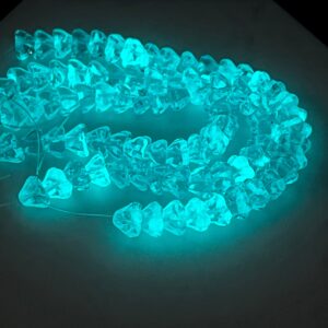 Glow in the Dark - Bell Flowers 8 x 6mm - Aquamarine - Czech Glass - 14 Beads - Image 3