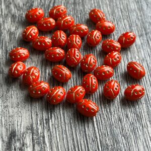 Alternative view of Orange and Gold Ladybug Bead 8x6mm 30 Beads
