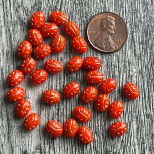 Orange and Gold Ladybug Bead 8x6mm 30 Beads - Image 3