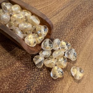 Crystal Gold Wash Czech Glass Heart Bead 6mm 25 Beads