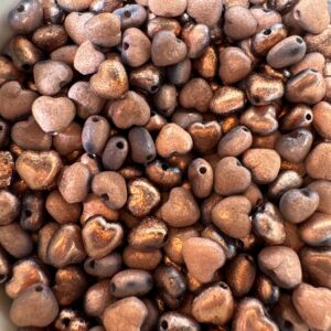 Crystal Etched Capri Gold Full Heart Czech Glass Bead 6mm 25 Beads