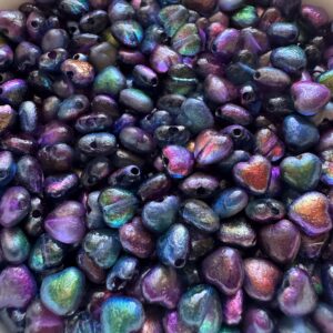 Alternative view of Crystal Etched Magic Blue Heart Czech Glass Bead 6mm 25 Beads
