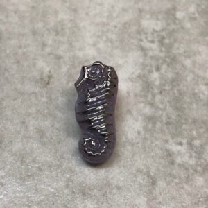 Glass Statement Button, Purple/Silver Seahorse, glass shank, 21mm