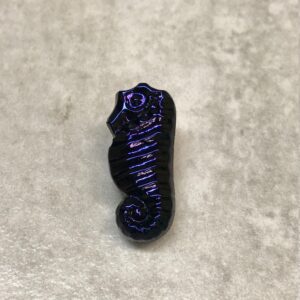 Glass Statement Button, Blue Iris Seahorse, glass shank, 21mm