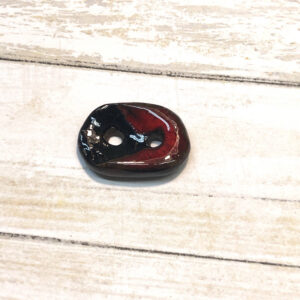 Alternative view of Ceramic Button, Czech, Black/Red, Oval, 22mm