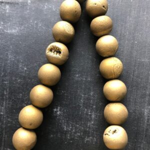 Alternative view of 10mm Druzy Agate Gold Bead 1 Strand