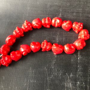 Alternative view of Laughing Buddha Head Resin Bead Red 12mm 6 Beads