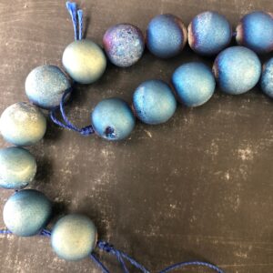12mm Druzy Agate Matte Blue AB Bead 1 Strand - Image 3