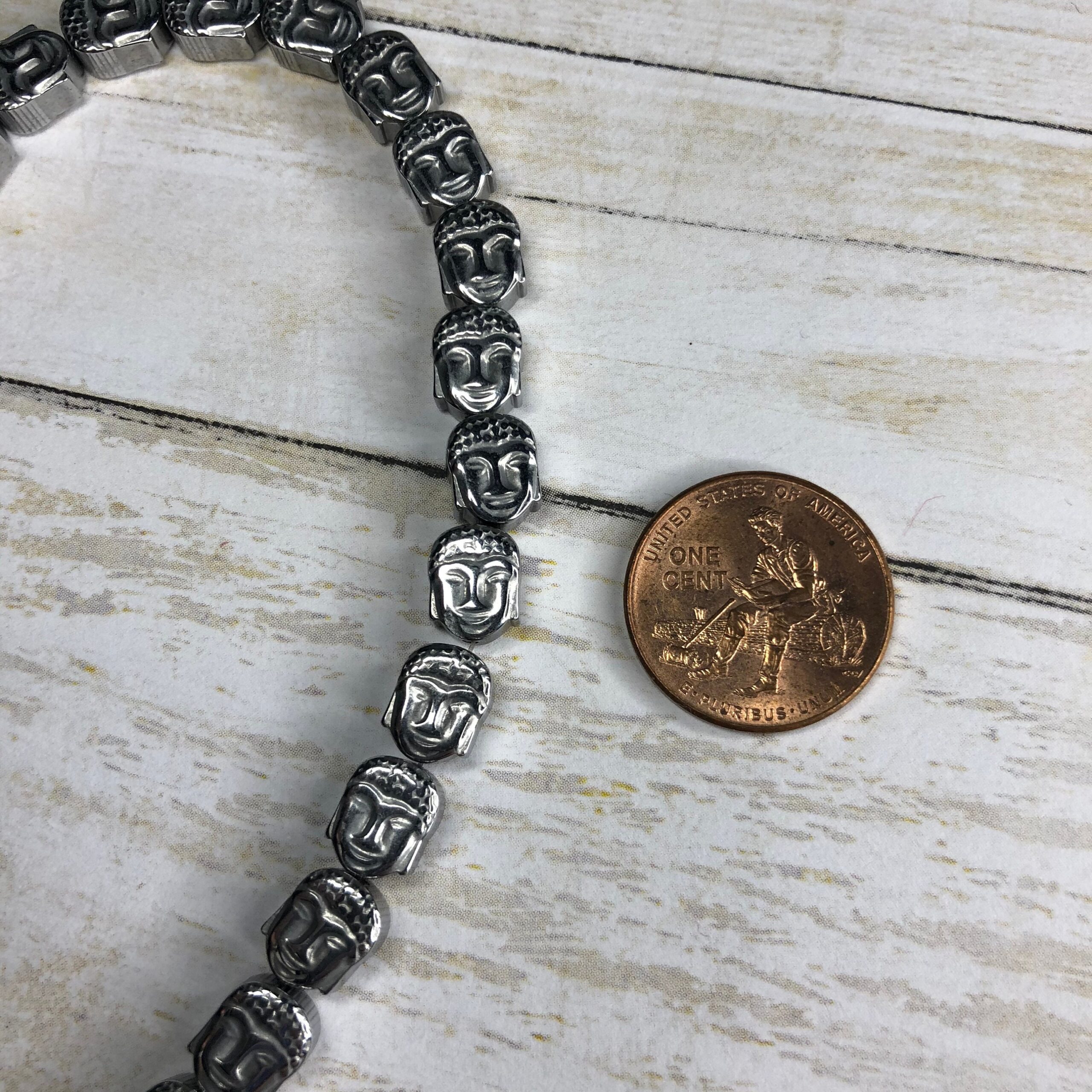 Hematite Buddha Head Bead 12mm 6 Beads - Image 2