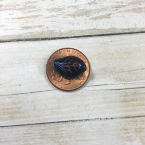 Jet Black Metallic Iridescent Leaf 25 Beads 14mm - Image 3