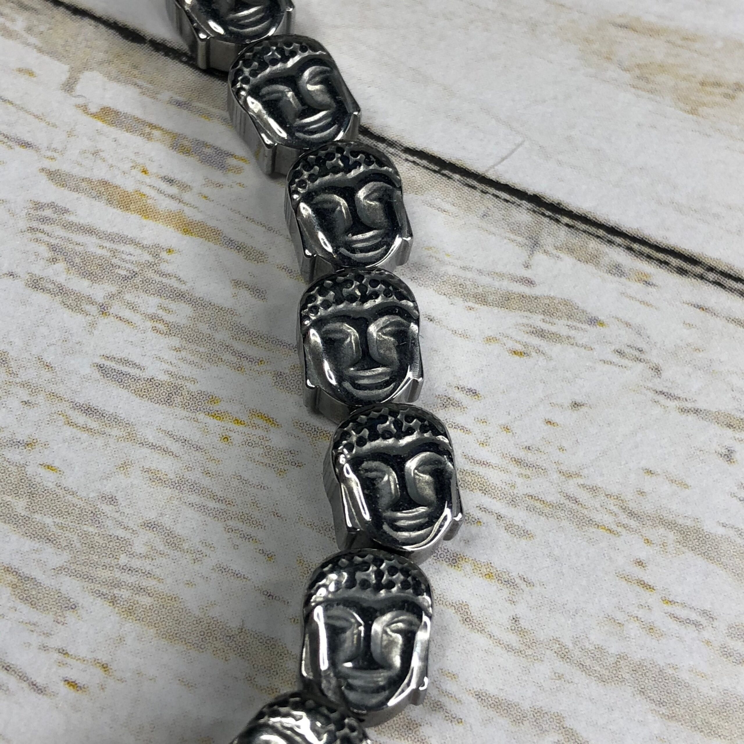 Hematite Buddha Head Bead 12mm 6 Beads