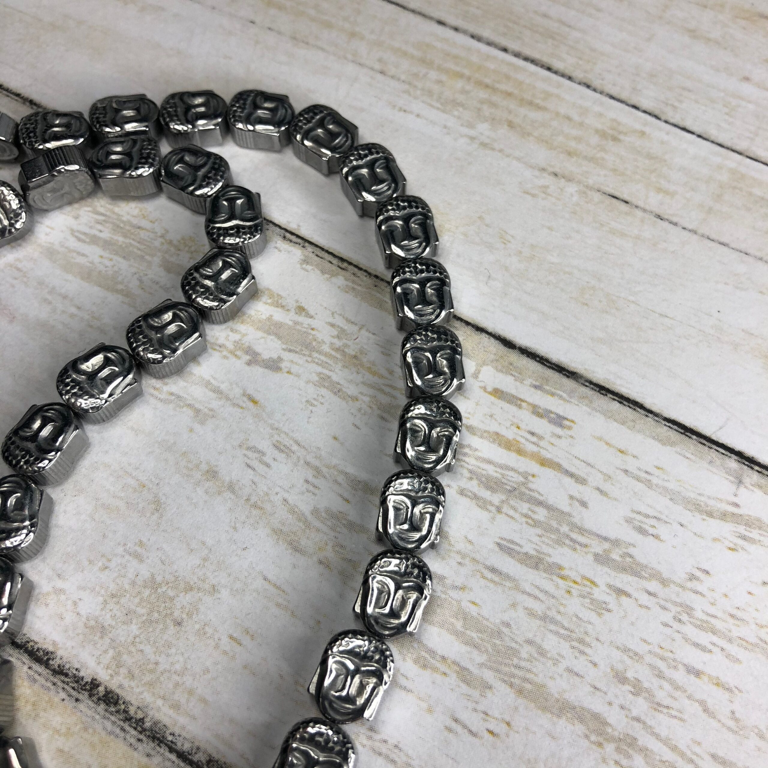 Hematite Buddha Head Bead 12mm 6 Beads - Image 3