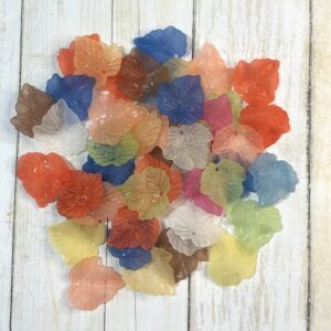 Acrylic Lucite Leaf Bead Charm Mix 24mm x 23mm 50 beads