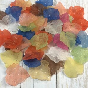 Alternative view of Acrylic Lucite Leaf Bead Charm Mix 24mm x 23mm 50 beads
