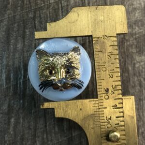 Alternative view of Glass Statement Button, Yellow Moonglow Cat, glass shank, 22mm