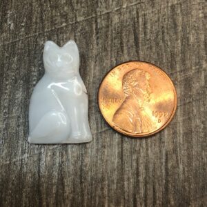 Czech Glass Statement Button, White Cat, glass shank, 23mm - Image 3
