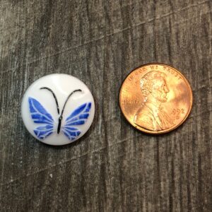 Czech Glass Button Butterfly Red/White, glass shank, 2 buttons 13mm or 18mm - Image 3