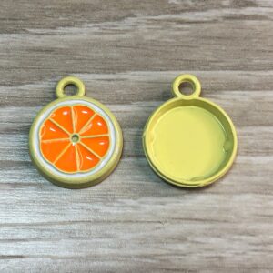 Orange Slice Charms Enamel 19mm 4 charms