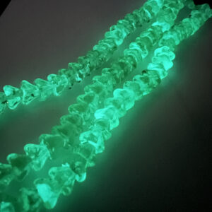 Alternative view of Glow in the Dark - Bell Flowers 8 x 6mm - Peridot - Czech Glass - 14 Beads