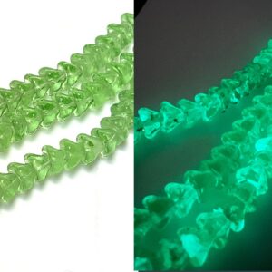 Glow in the Dark - Bell Flowers 8 x 6mm - Peridot - Czech Glass - 14 Beads