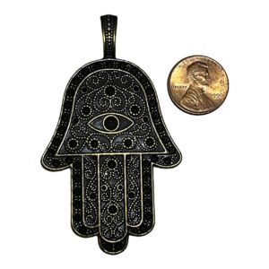 Alternative view of Hamsa Hand Charm, Large Pendant, Bronze Color, 1 Piece, 59mm