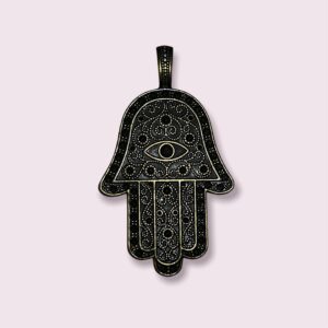 Hamsa Hand Charm, Large Pendant, Bronze Color, 1 Piece, 59mm
