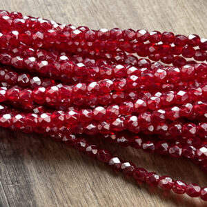 4mm Fire Polish Red Siam Luster 50 Beads