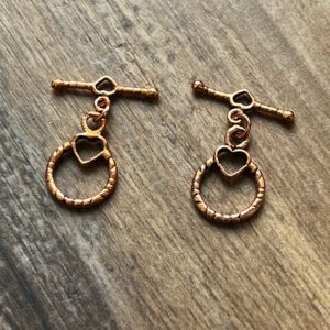Copper Heart Clasp - 2 Clasps