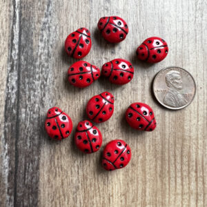 Alternative view of Large Red and Black Ladybug Bead 13x11mm 10 Beads