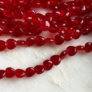 Alternative view of Red Ruby Crackle Heart Czech Glass Bead 8mm 25 Beads