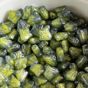 Chartreuse Ocean Blue Luster, Lily Flower Beads, Czech Glass Flower Beads, 9mm, 15 Beads
