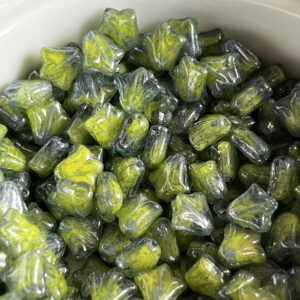 Alternative view of Chartreuse Ocean Blue Luster, Lily Flower Beads, Czech Glass Flower Beads, 9mm, 15 Beads
