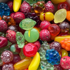 Fruit bead mix. Apples, banana, grapes, oranges, lemons, strawberries, melons.