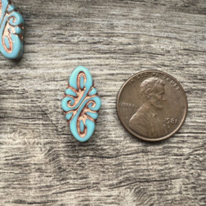 Alternative view of Czech Glass Beads - Arabesque Bead - Turquoise Copper Wash - 19x10mm - 6 pcs
