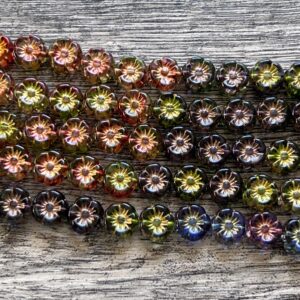 Alternative view of Flower Mix, Transparent Sapphire, Apple, Green Mix, Metallic Wash, 20 Beads, 9mm