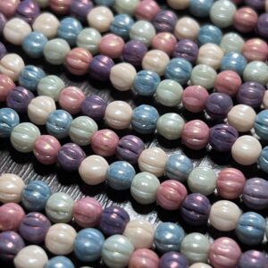 5 Color Luster 4mm Melon Bead, 45 Beads