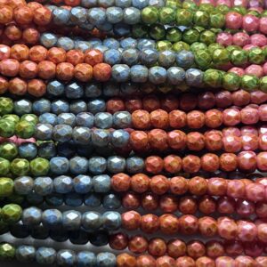 Travertine 4mm Fire Polish Mix, 9 Colors, 45 Beads - Image 4