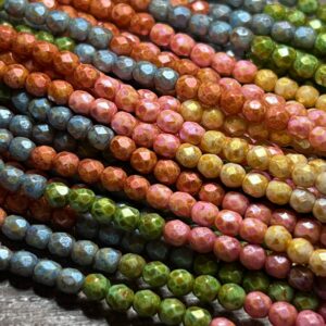 Travertine 4mm Fire Polish Mix, 9 Colors, 45 Beads - Image 7
