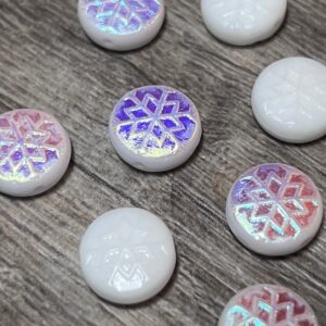 Alternative view of 11mm, Snowflake Czech Glass Bead, White AB, 10 Beads