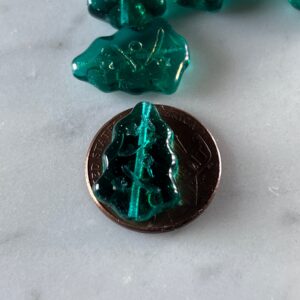 Czech Glass Christmas Tree Beads, Light Green Frosted, 17mm, 8 beads - Image 3