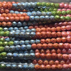 Travertine 4mm Fire Polish Mix, 9 Colors, 45 Beads - Image 3