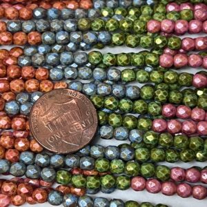 Travertine 4mm Fire Polish Mix, 9 Colors, 45 Beads - Image 5